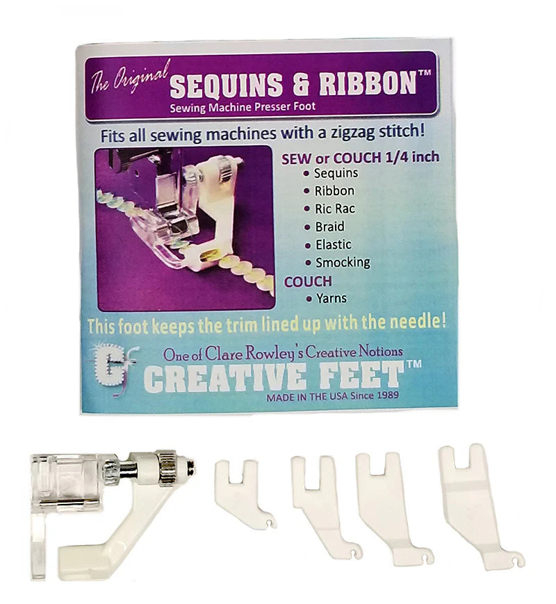 CREATIVE FEET SEQUINS N RIBBON COUCHING FOOT FITS ALL ZIG ZAG MACHINES