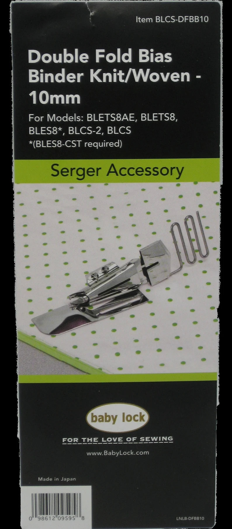 BabyLock Serger Double Fold Bias Binder Knit/Woven 10 MM DFBB10