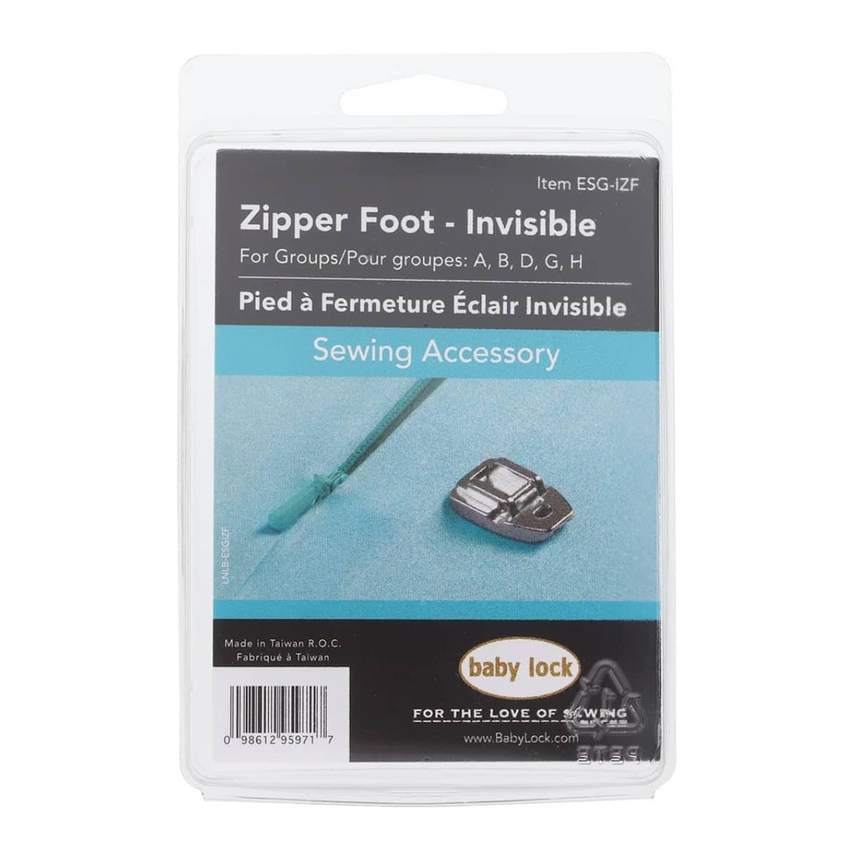 Baby Lock Zipper foot-Invisible ESG-IZF