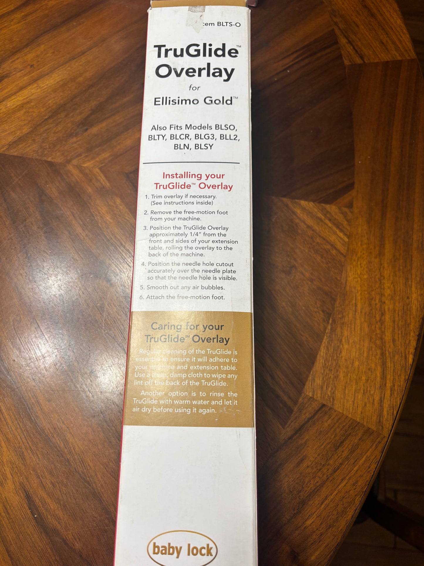BABY LOCK TRUGLIDE OVERLAY FOR EILLISIMO GOLD QUILTING MAT BLSO,BLTY,BLCR,BLG3,