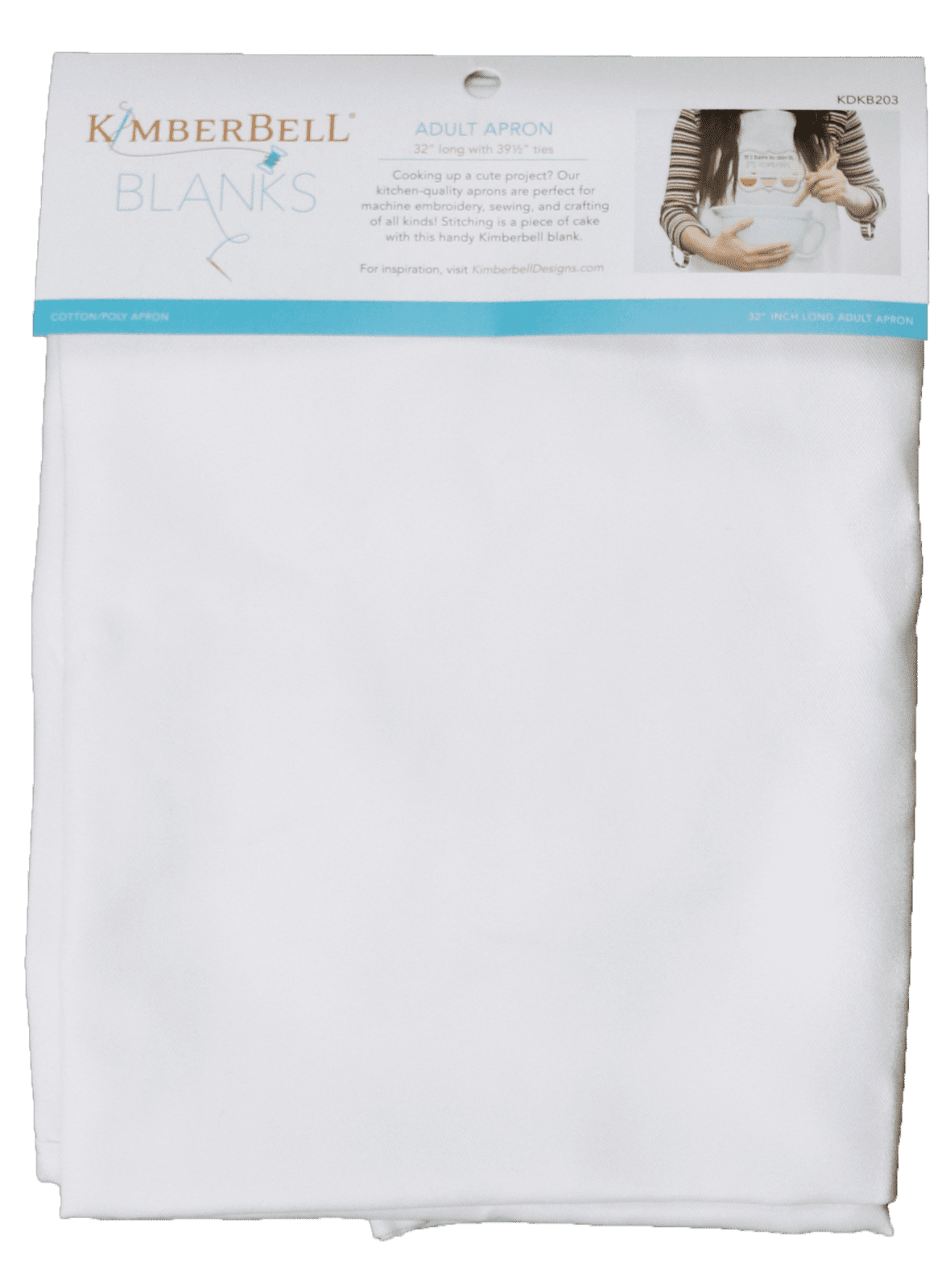 KIMBERBELL BLANKS ADULT APRON 32" LONG WHITE KDKB203 EMBROIDERY CRAFTS