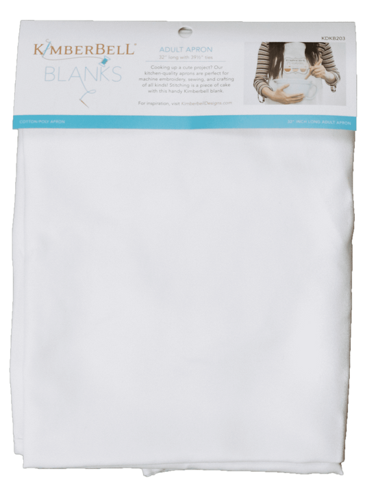KIMBERBELL BLANKS ADULT APRON 32" LONG WHITE KDKB203 EMBROIDERY CRAFTS