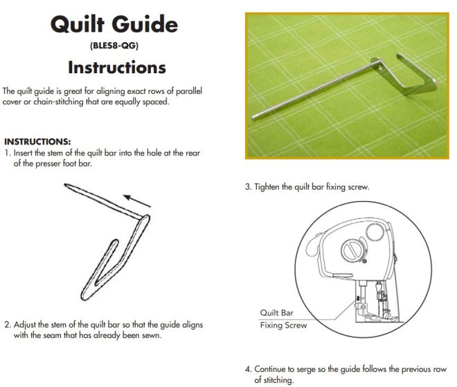 BABY LOCK STITCH GUIDE BLES8-QG2 SERGER ACCESSORY