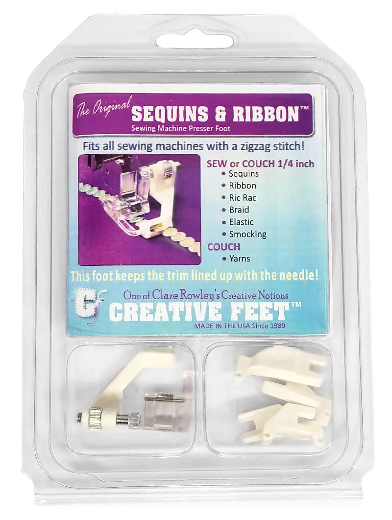 CREATIVE FEET SEQUINS N RIBBON COUCHING FOOT FITS ALL ZIG ZAG MACHINES