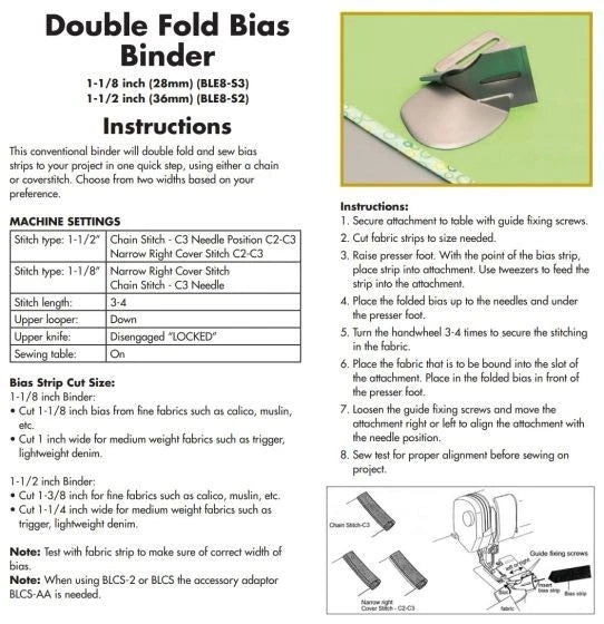 BABY LOCK BIAS BINDER SERGER AND SASHIKO ACCESSORY DOUBLE 28mm